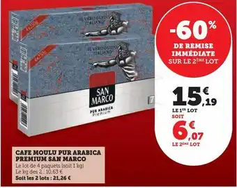 Super U Cafe moulu pur arabica permium san marco offre