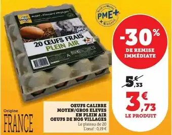Super U Oeufs calibre moyen/gros eleves en plein air oeufs de nos villages offre