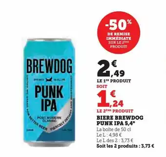 Super U Biere brewdog punk ipa 5,4 offre