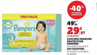 Super U Couches premium protection pampers ou culottes offre