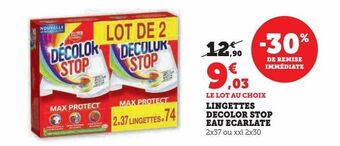 Hyper U Lingettes decolor stop eau ecarlate offre