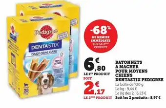 Super U Batonnets a macher pour moyens chiens dentastix pedigree offre