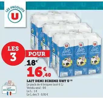 Super U Lait demi ecreme uht u offre