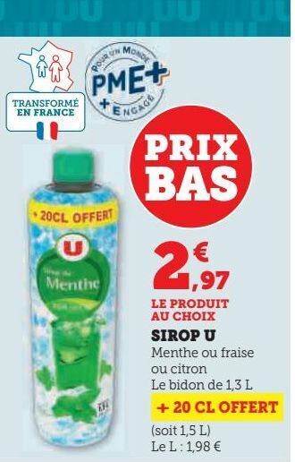 Super U Sirop u offre