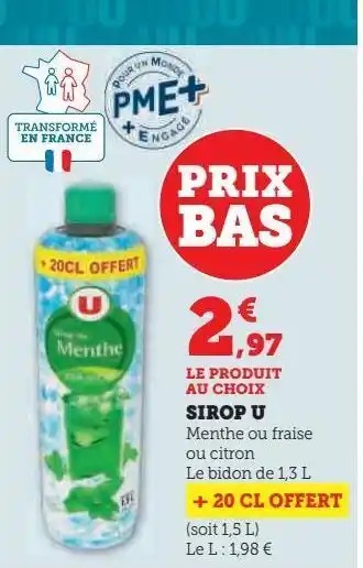 Super U Sirop u offre