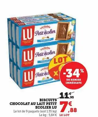 Super U Biscuits chocolat au lait petit ecolier lu offre