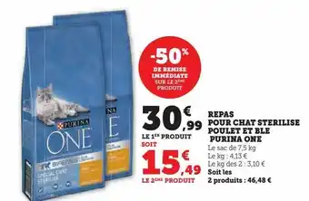 Hyper U Repas pour chats sterilise poulet et ble purina one offre