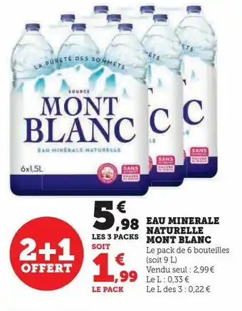 Super U Eau minerale naturelle mont blanc offre