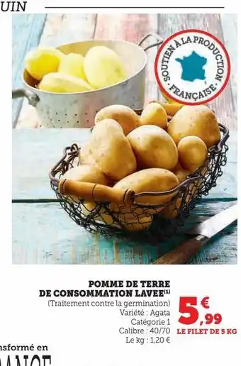 Hyper U Pommes de terre de consommation lavee offre