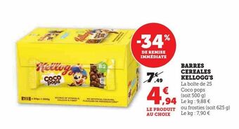 Hyper U Barres céréales kellogg's offre