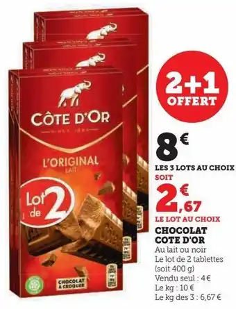 Super U Chocolat cote d'or offre
