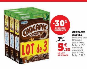 Hyper U Céréales nestlé offre