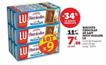 Biscuits chocolat au lait petit ecolier lu