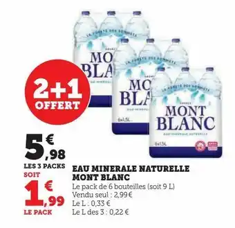 Hyper U Eau minerale naturelle mont blanc offre