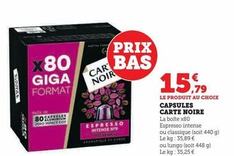 Super U Capsules carte noire offre