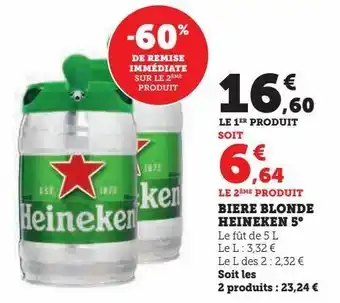 Super U Biere blonde heinken 5° offre