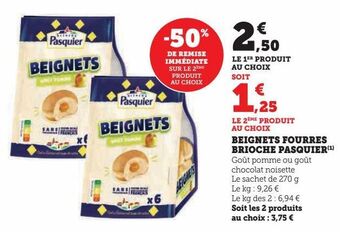 Super U Beignets fourres brioche pasquier offre
