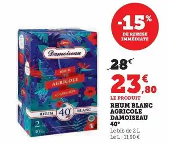 Super U Rhum blanc agricole damoiseau 40° offre