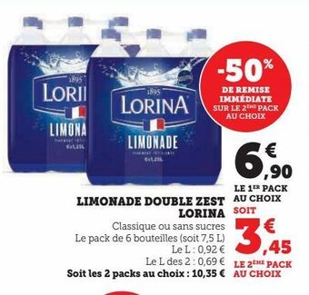 Hyper U Limonade double zest lorina offre