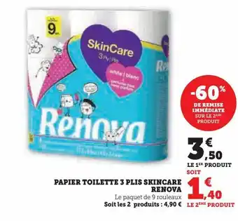 U Express Papier toilette 3 plis skincare renova offre