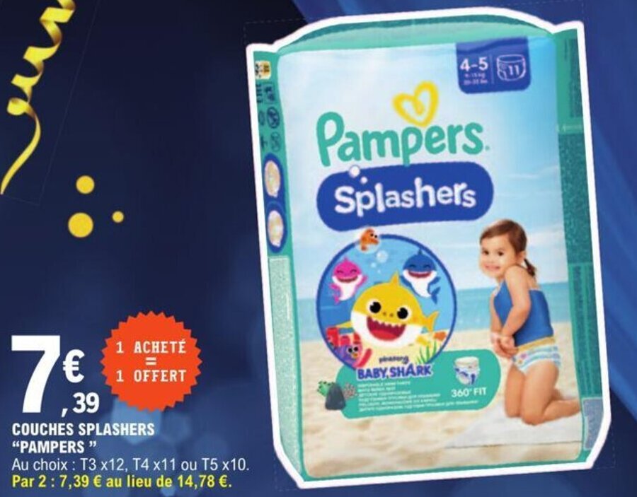 E.Leclerc COUCHES SPLASHERS "PAMPERS " offre