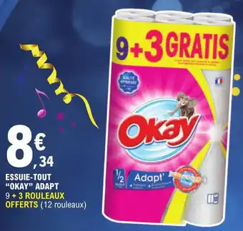 E.Leclerc ESSUIE-TOUT "OKAY" ADAPT 9 + 3 ROULEAUX OFFERTS (12 rouleaux) offre