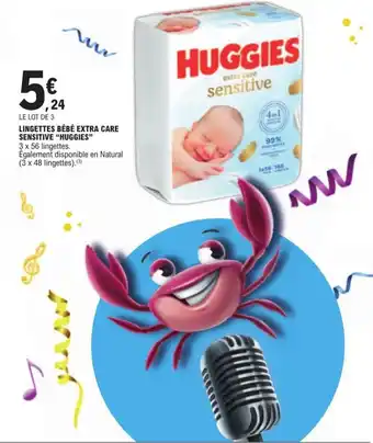 E.Leclerc LINGETTES BÉBÉ EXTRA CARE SENSITIVE "HUGGIES" offre