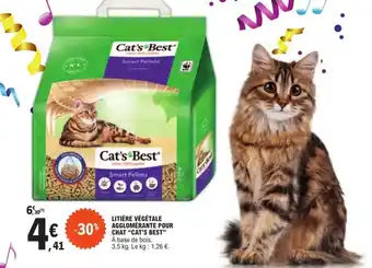 E.Leclerc LITIÈRE VÉGÉTALE AGGLOMÉRANTE POUR CHAT "CAT'S BEST" À base de bois. 3,5 kg. Le kg: 1,26 €. offre