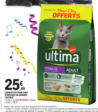 E.Leclerc CROQUETTES POUR CHAT STÉRILISÉS AU SAUMON "ULTIMA" offre