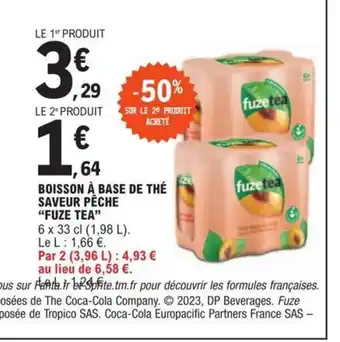 E.Leclerc BOISSON À BASE DE THÉ SAVEUR PÊCHE "FUZE TEA" offre