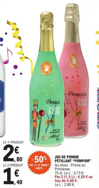 E.Leclerc JUS DE POMME PETILLANT "POMPOM" offre