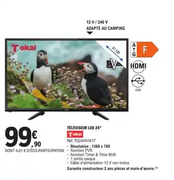 E.Leclerc TÉLÉVISEUR LED 24" Tokai offre