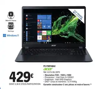 E.Leclerc PC PORTABLE acer offre