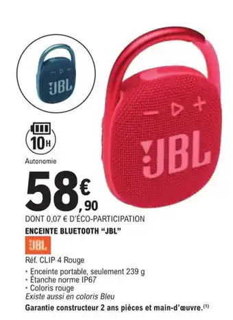 E.Leclerc ENCEINTE BLUETOOTH "JBL" offre