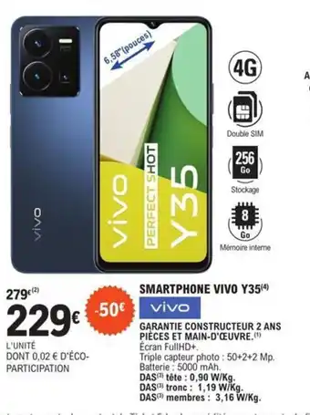 E.Leclerc SMARTPHONE VIVO Y35(4) vivo offre