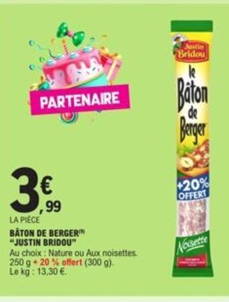 E.Leclerc BATON DE BERGER "JUSTIN BRIDOU offre