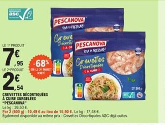 CREVETTES DĂCORTIQUĂES Ă CUIRE SURGELĂES "PESCANOVA"