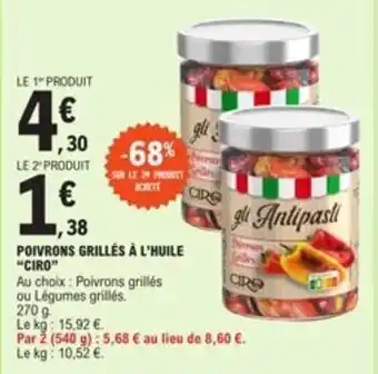 E.Leclerc POIVRONS GRILLÉS À L'HUILE "CIRO" offre