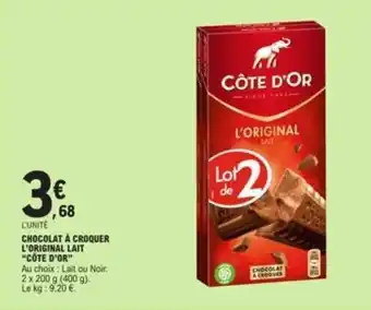 E.Leclerc CHOCOLAT À CROQUER L'ORIGINAL LAIT "CÔTE D'OR" offre