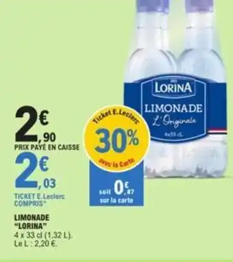 E.Leclerc LIMONADE "LORINA" offre