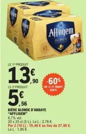 E.Leclerc BIERE BLONDE D'ABBAYE "AFFLIGEM" offre