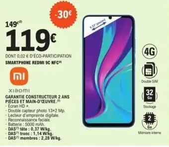 E.Leclerc SMARTPHONE REDMI 9C NFC offre