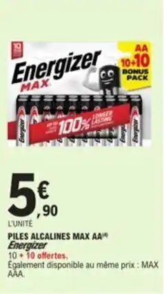 E.Leclerc PILES ALCALINES MAX AA offre