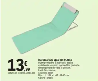 E.Leclerc MATELAS CLIC CLAC DES PLAGES offre