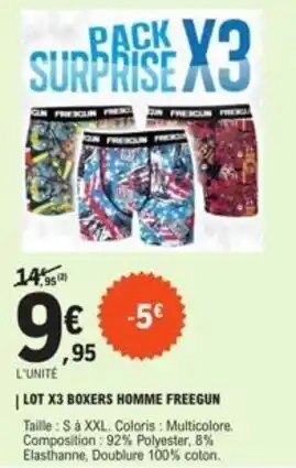E.Leclerc | LOT X3 BOXERS HOMME FREEGUN offre