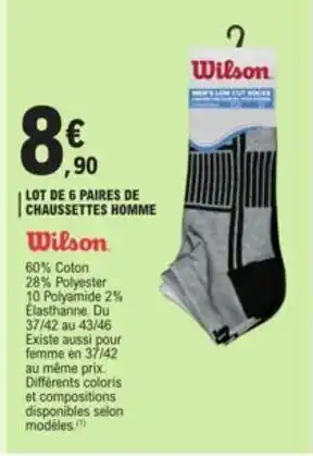 E.Leclerc LOT DE 6 PAIRES DE CHAUSSETTES HOMME offre