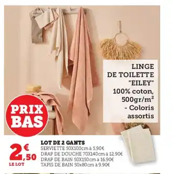 Super U LOT DE 2 GANTS offre
