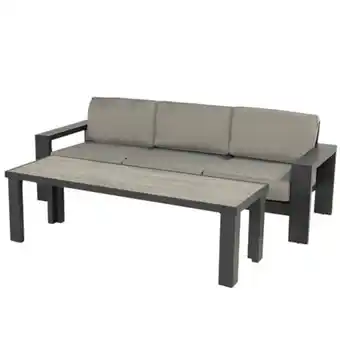 Canapé de jardin titan 3 places + table basse - gris/anthracite