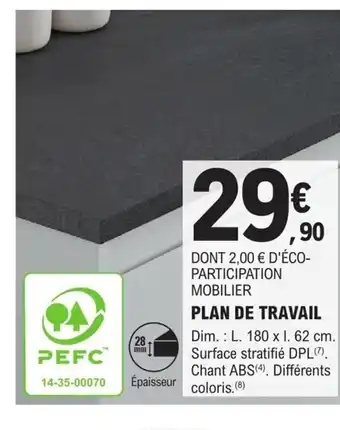 E.Leclerc Brico PLAN DE TRAVAIL offre