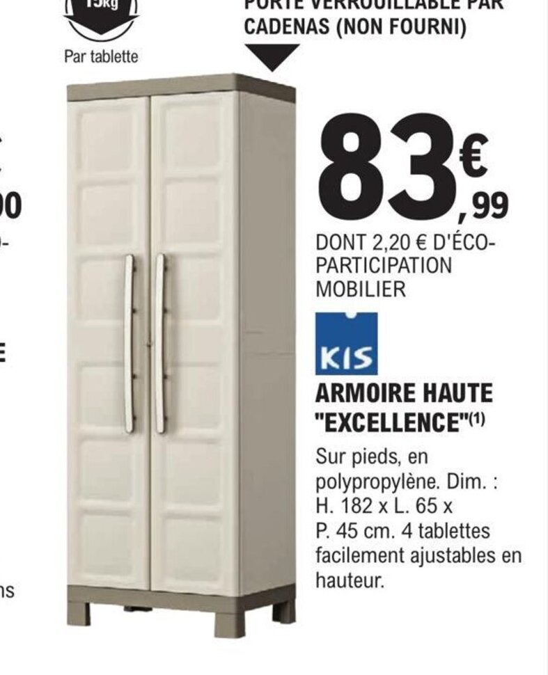 Promo ARMOIRE HAUTE "EXCELLENCE"(¹) chez E.Leclerc Brico
